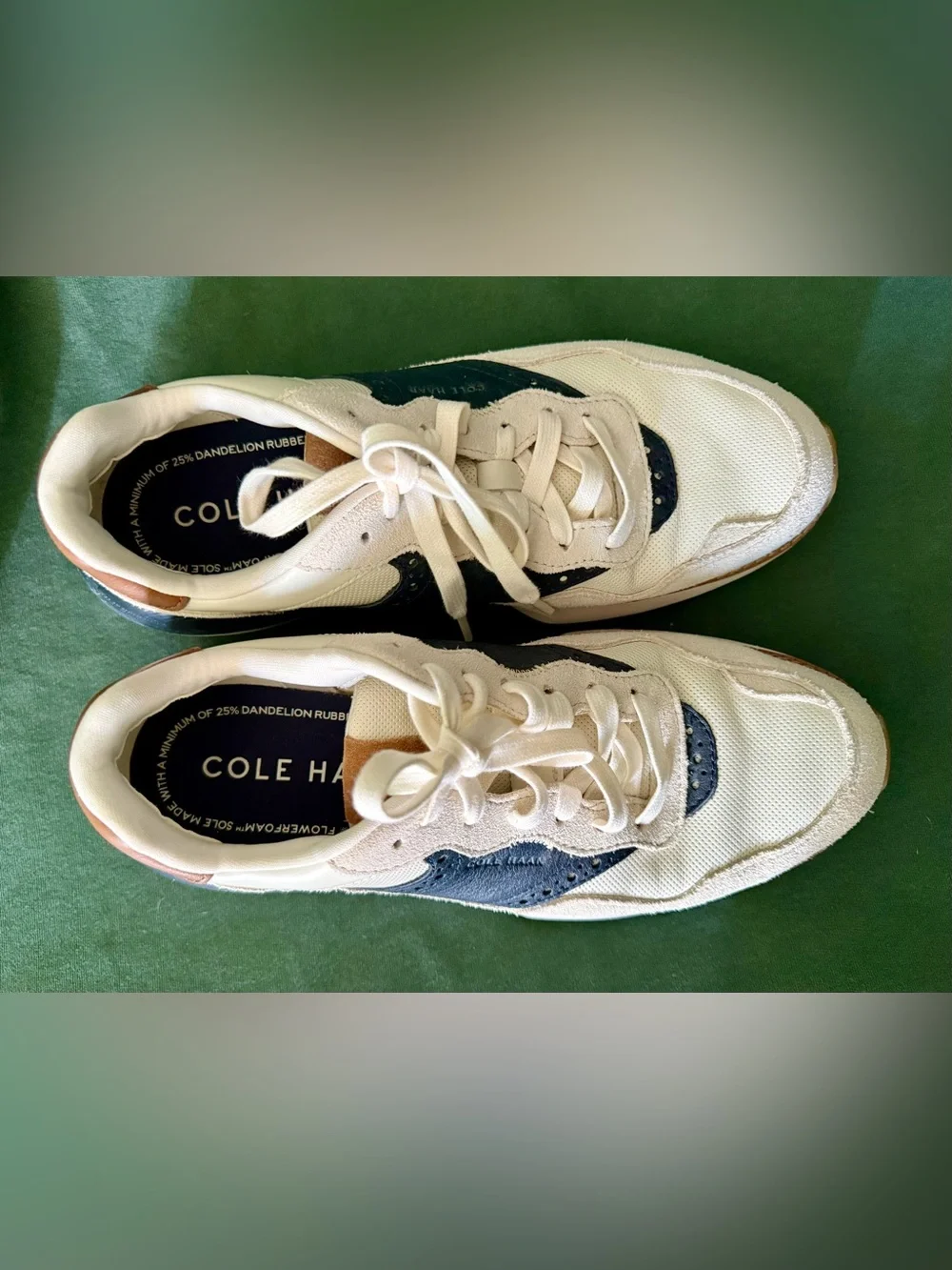 Cole Haan Cream and Navy Low-Top Sneakers